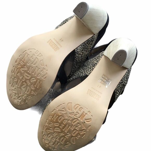ZINDA Spain Zebra Print Heels Black Tan 41 - Picture 6 of 7